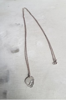 Necklace Silver Chain with Big Skull